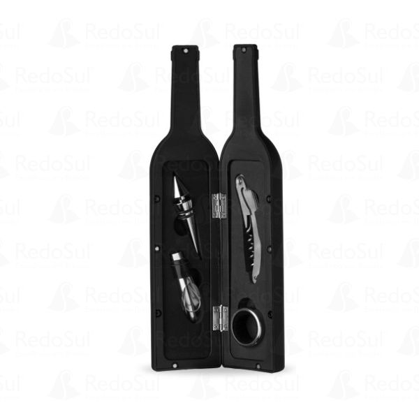 Kit Vinho Personalizado Formato Garrafa com 4 Peças Kit Vinho Personalizado Formato Garrafa com 4 Peças